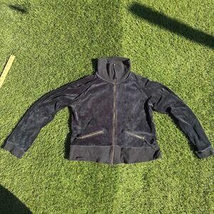 Isabella Bird Womens XL Black Velour Zip Up Jacket Funnel Neck Raglan